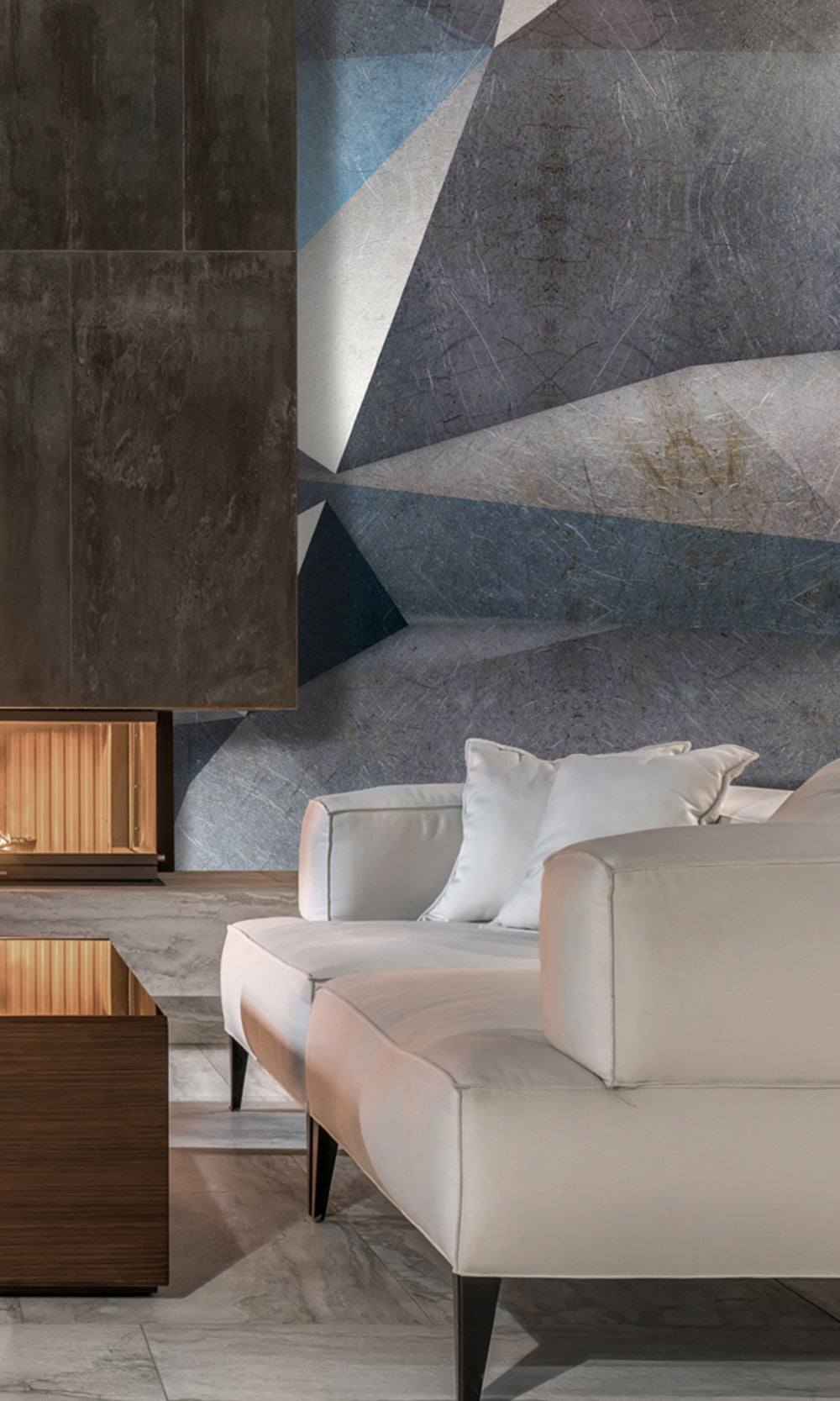 Neutral & Gray Old uneven Metal Mural Wallpaper M1336-Sample