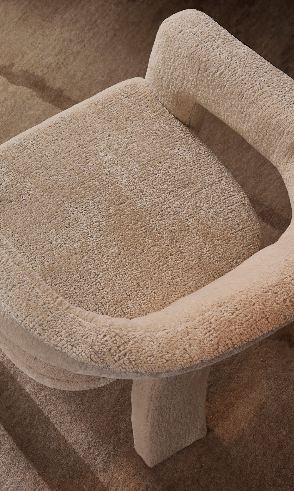 Beige Abstract Concrete Effect Hand Knotted Rectangular Luxury Rugs