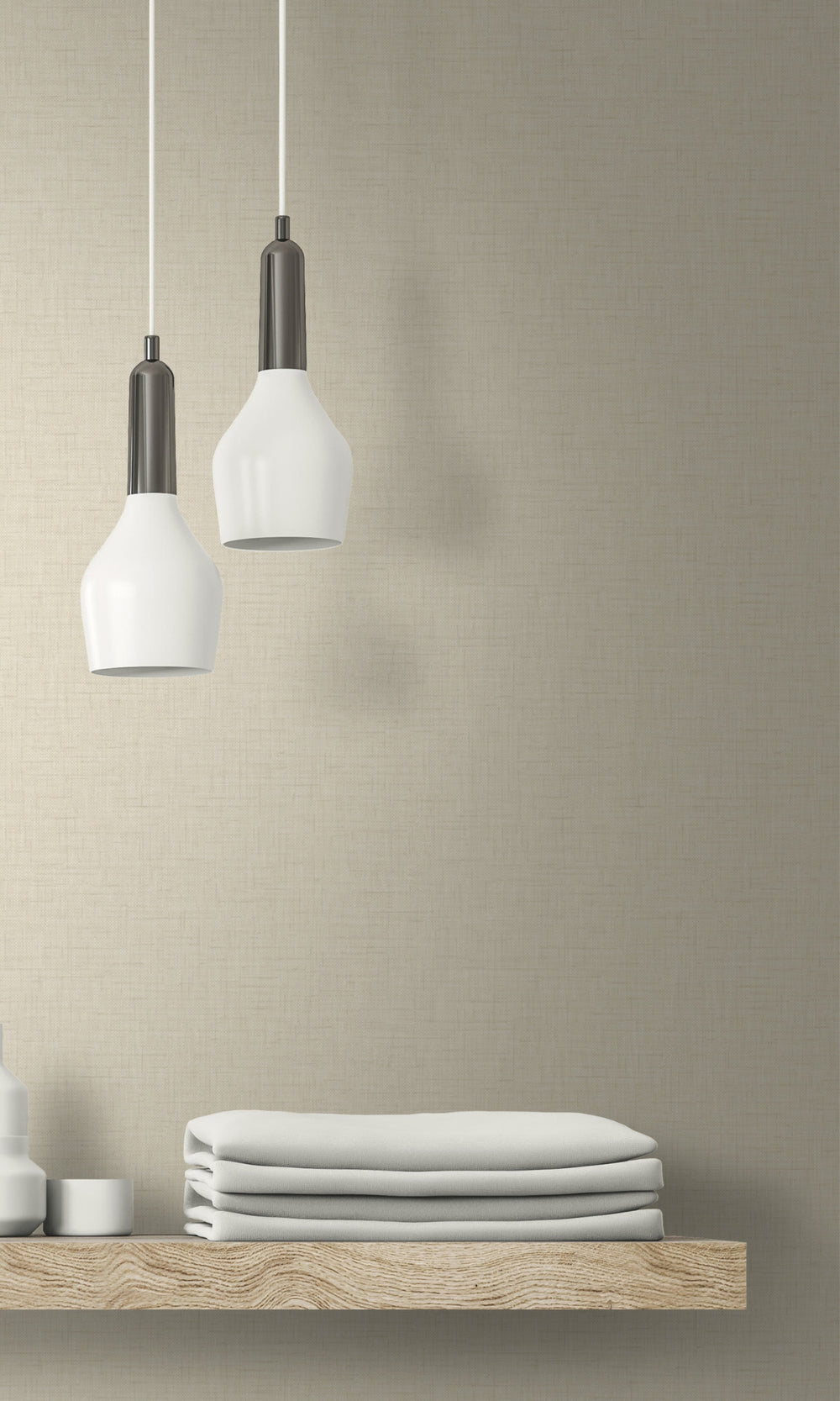 Oat Plain Denim Like Textured Wallpaper R8532