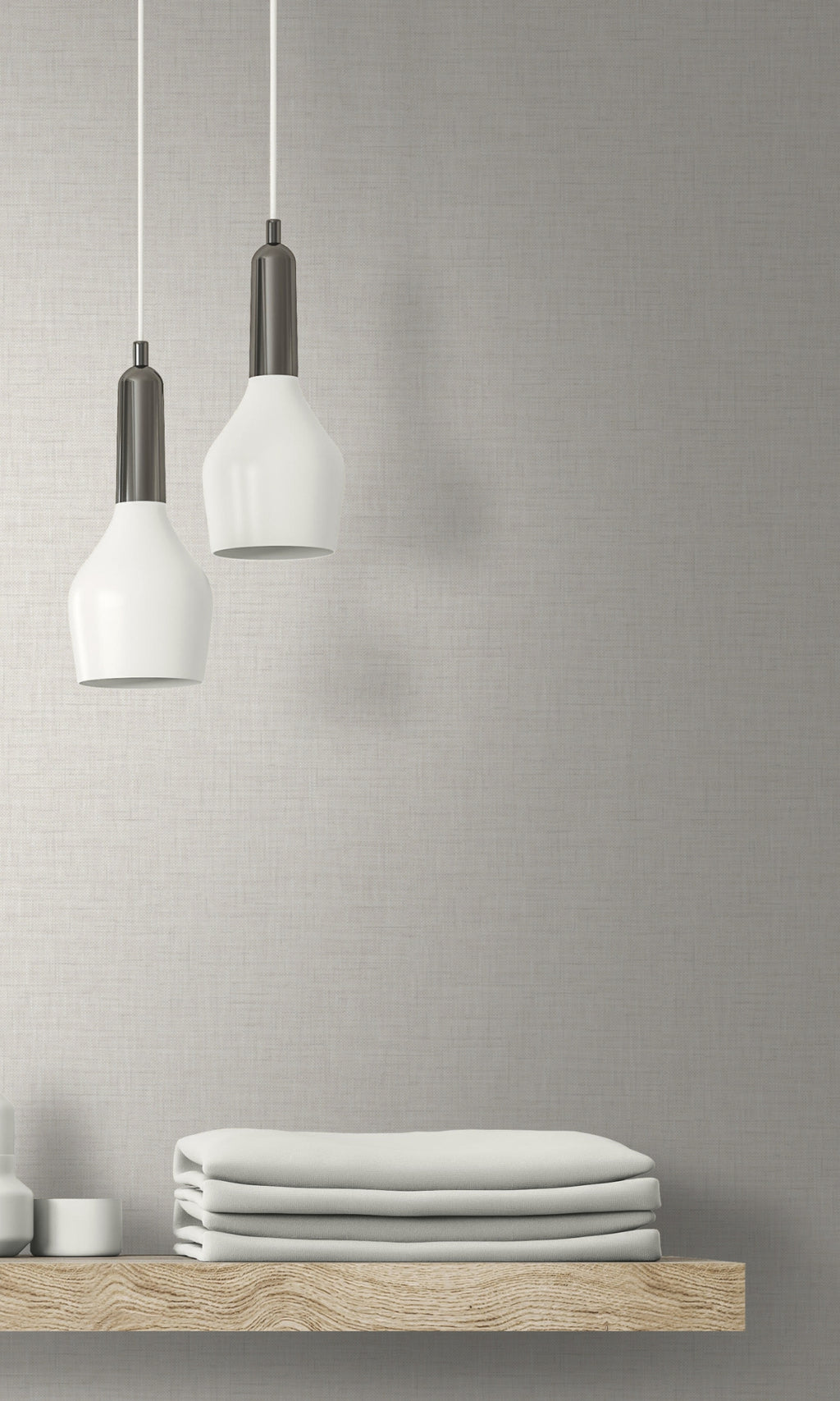 Off White Plain Denim Like Textured Wallpaper R8531