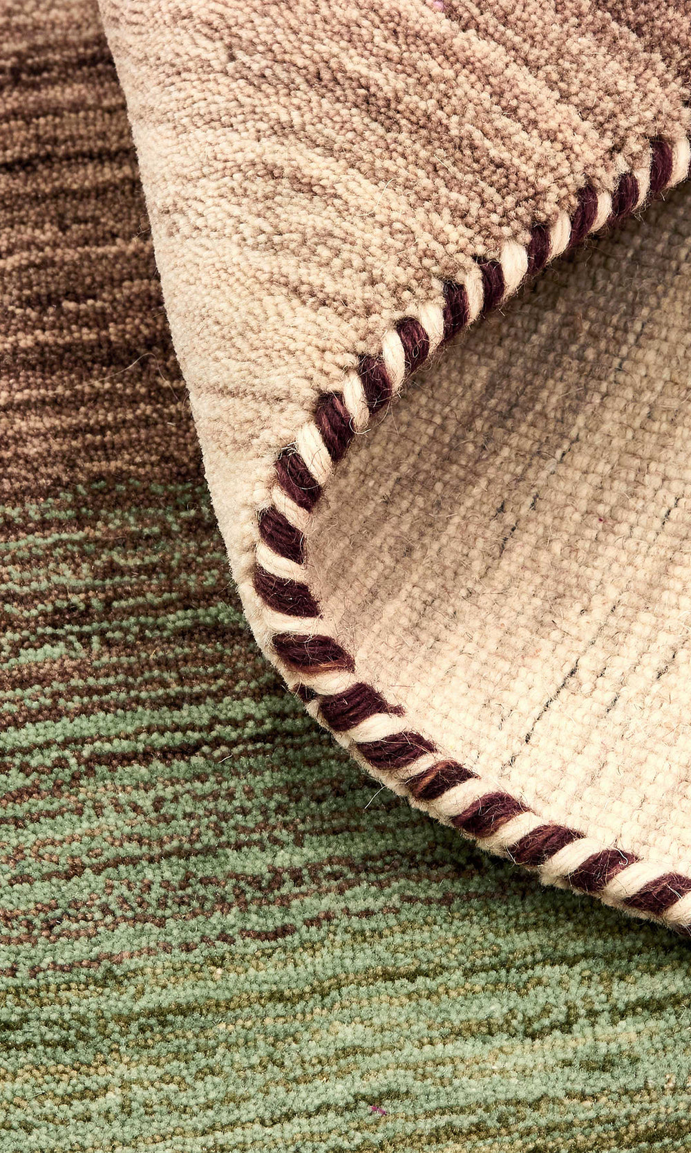 Green Multi Panoramic Stripes Handloom Rectangular Luxury Rugs
