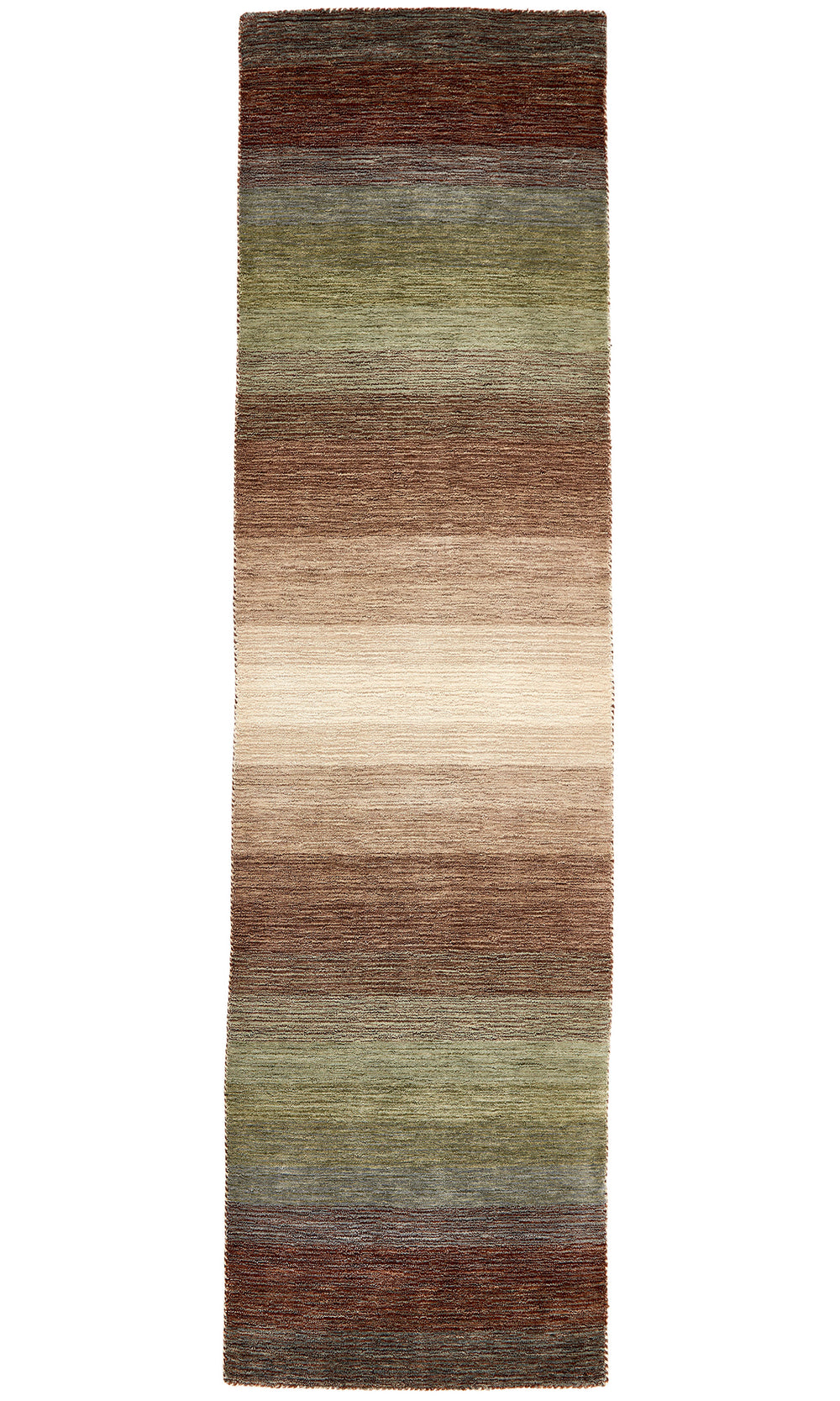 Green Multi Panoramic Stripes Handloom Rectangular Luxury Rugs