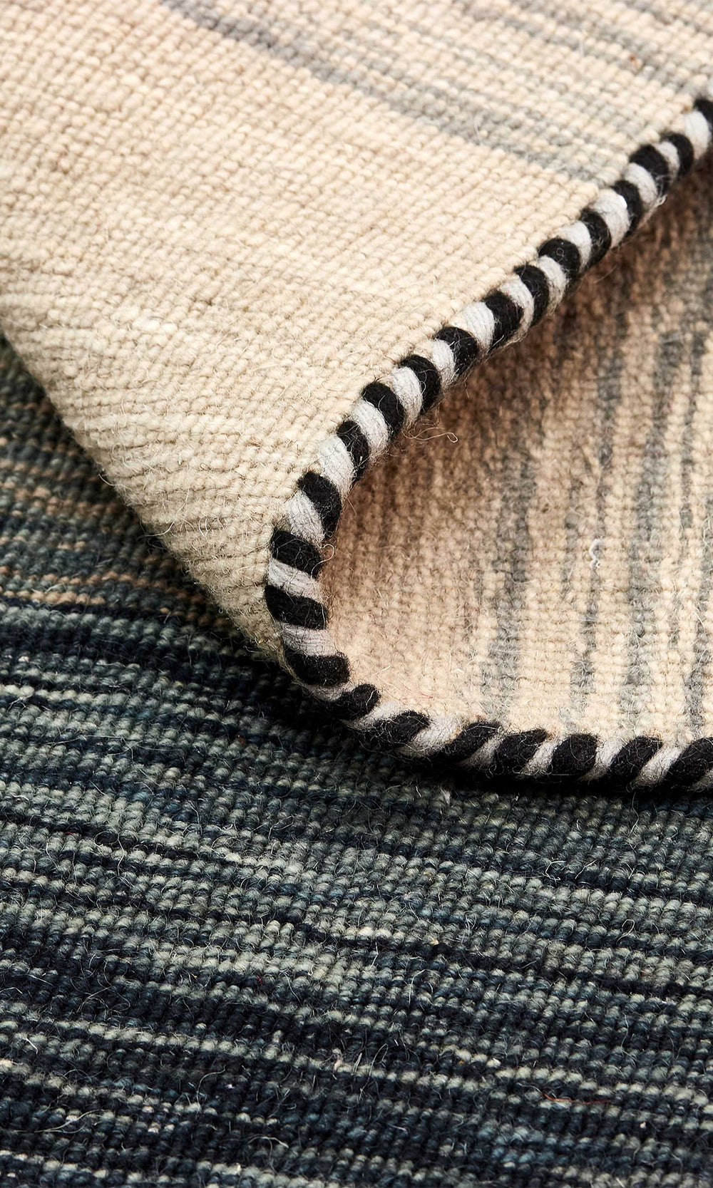 Black Grey Abstract Panoramic Stripes Handloom Rectangular Luxury Rugs
