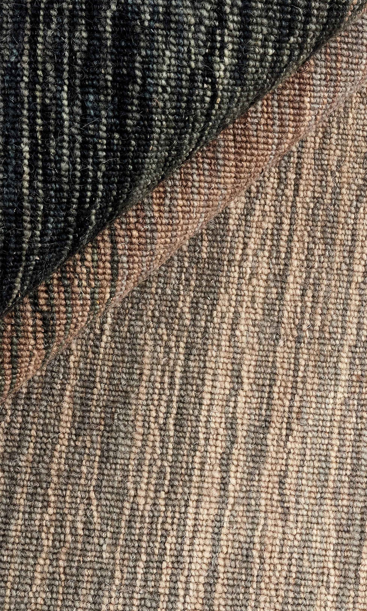 Black Grey Abstract Panoramic Stripes Handloom Rectangular Luxury