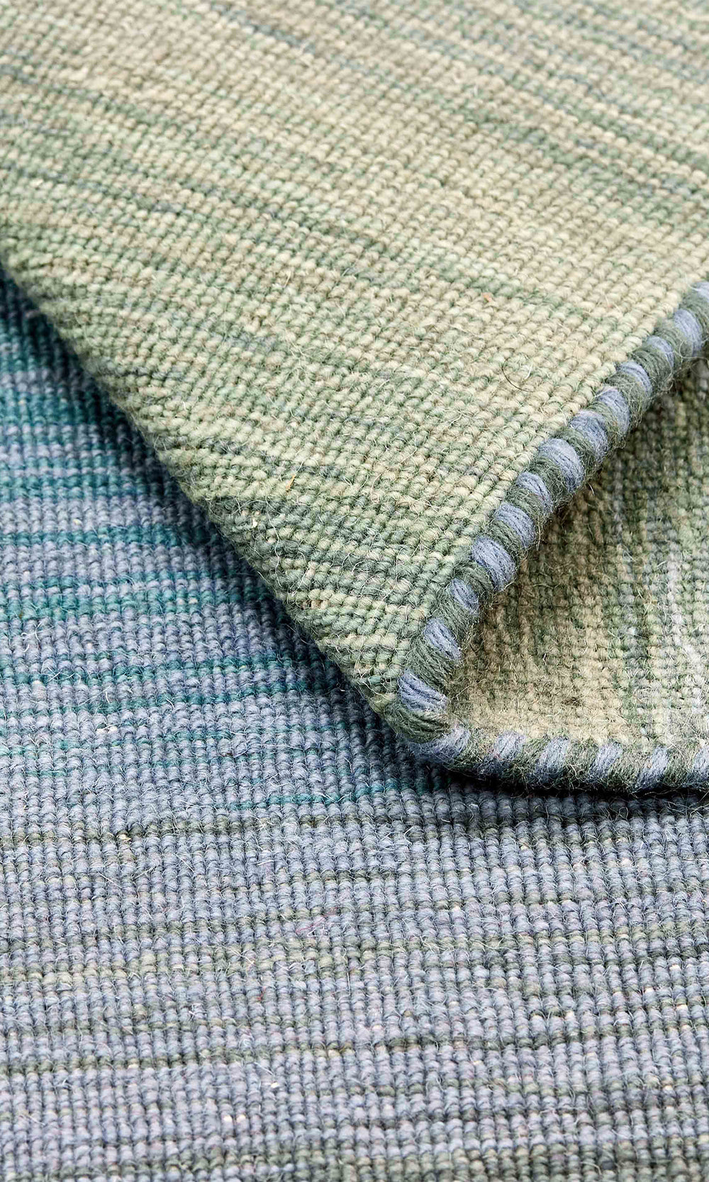 Grey Blue Abstract Panoramic Stripes Handloom Rectangular Luxury Rugs