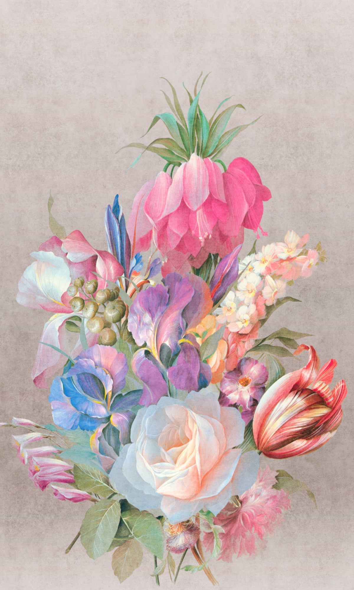 Pink  Bold Floral Bouquet Wallpaper RM2088