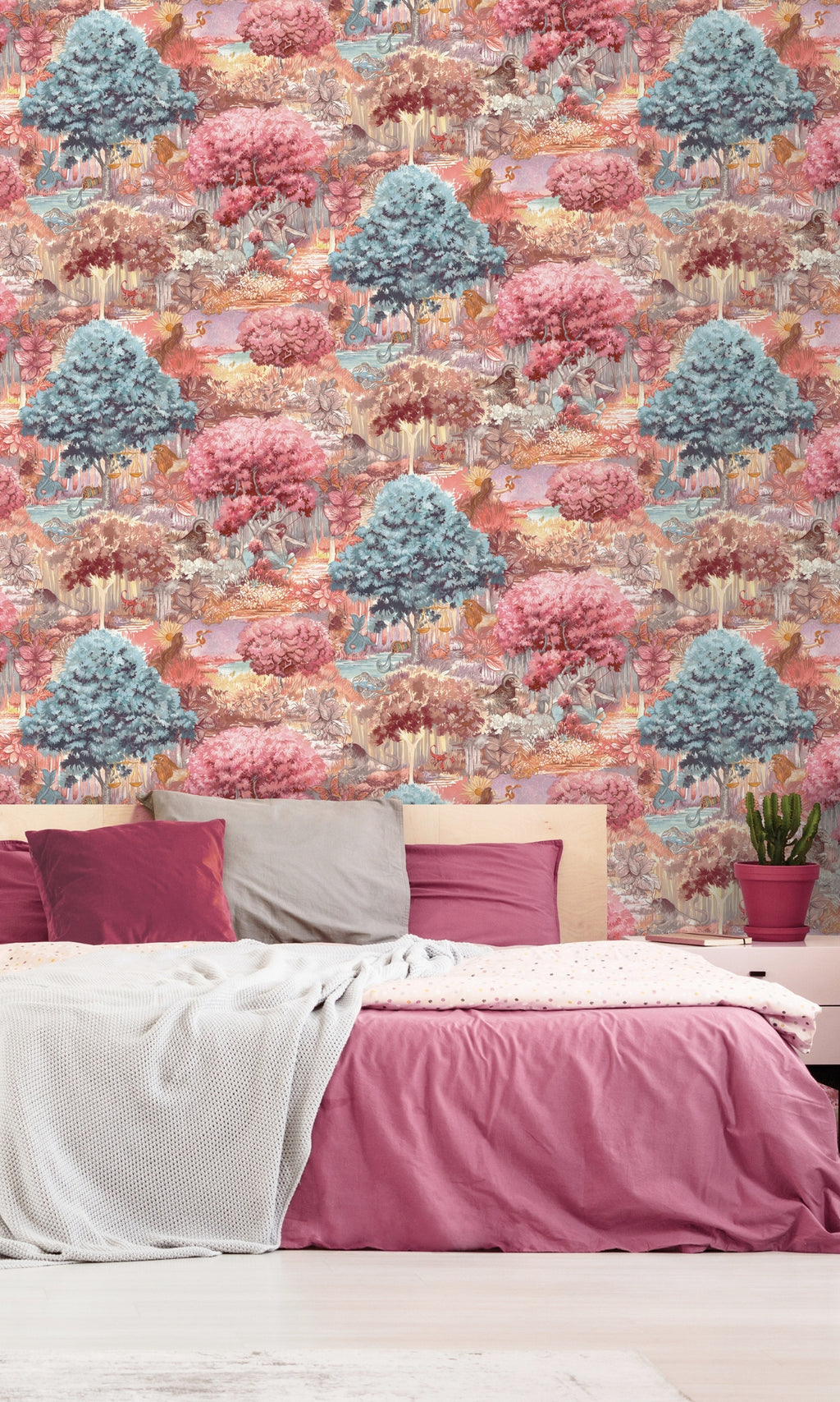 Pink Forest Landscape Tropical Wallpaper R8279