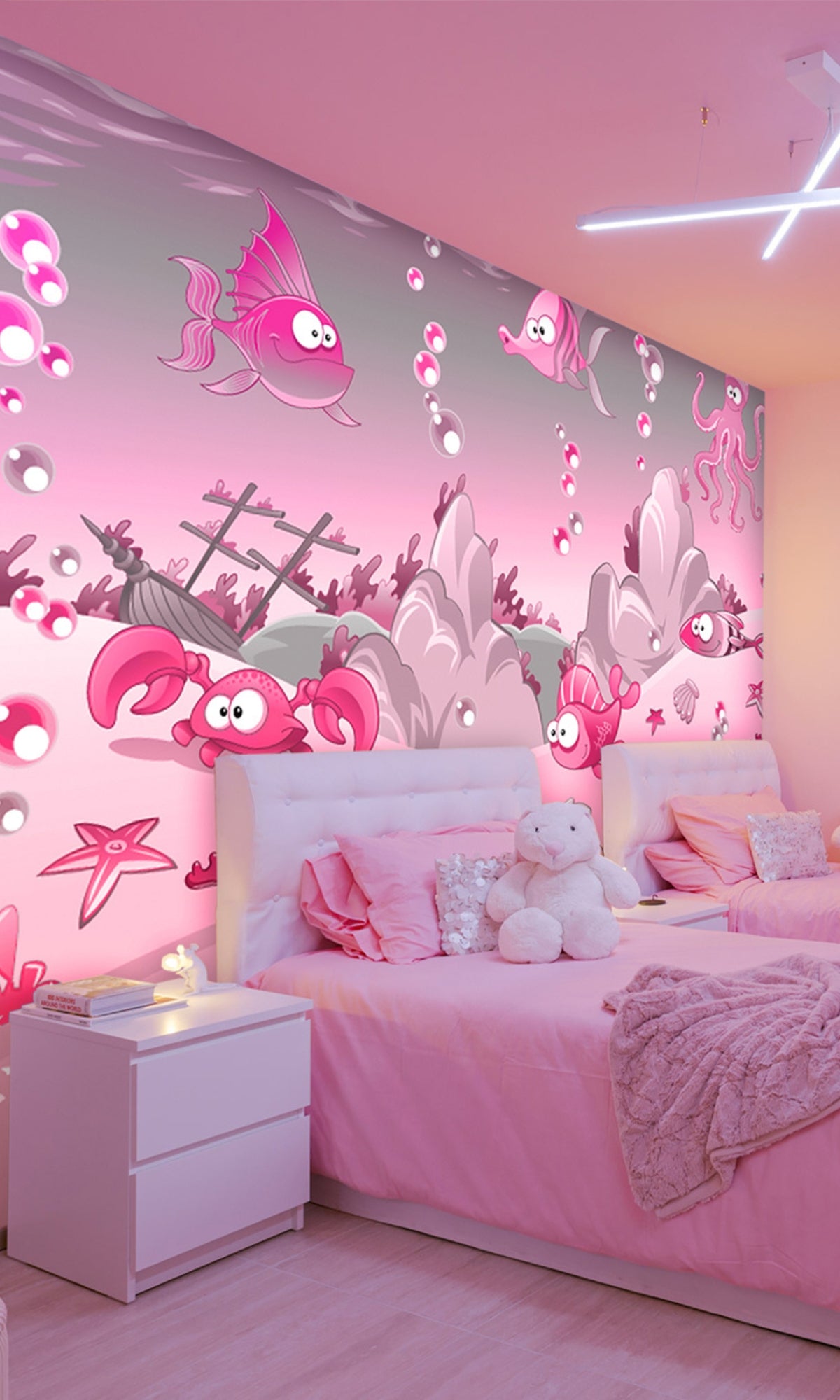 Pink Ocean Mural Wallpaper M1204-Sample