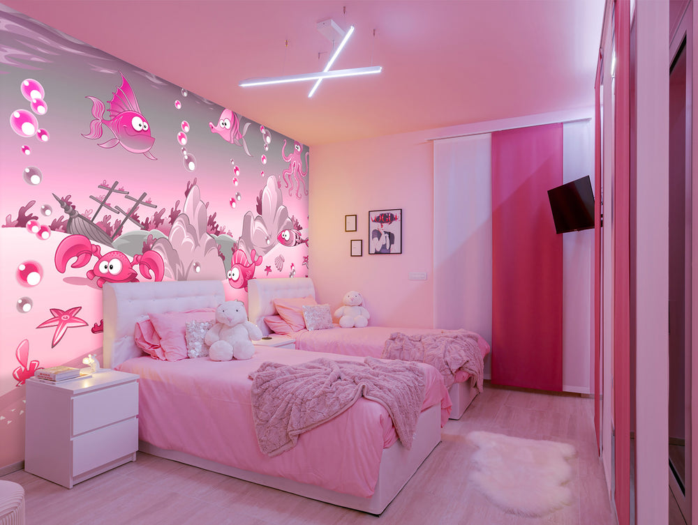 Pink Ocean Mural Wallpaper M1204