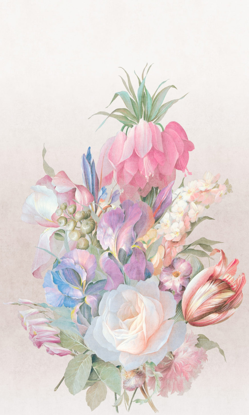 Pink & Blue Bold Floral Bouquet Wallpaper RM2086