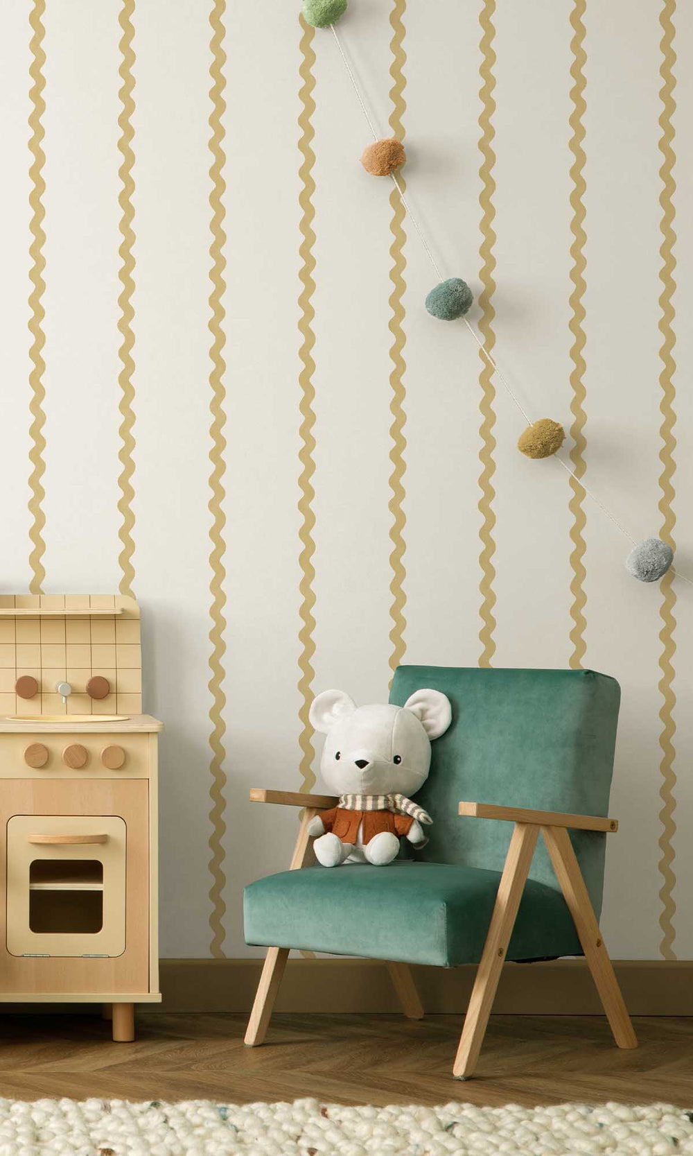 Ochre Charming Wiggle Stripe Wallpaper R10000
