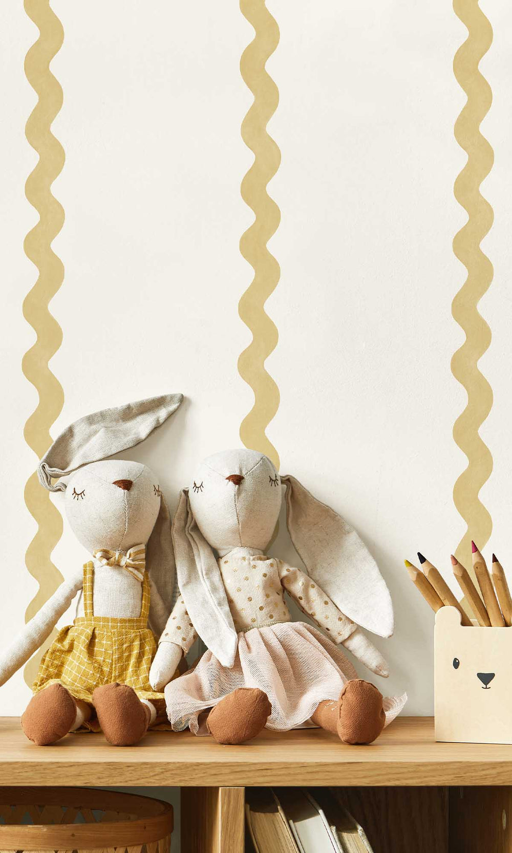 Ochre Charming Wiggle Stripe Wallpaper R10000