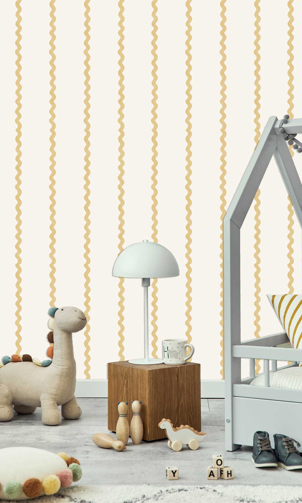 Ochre Charming Wiggle Stripe Wallpaper R10000