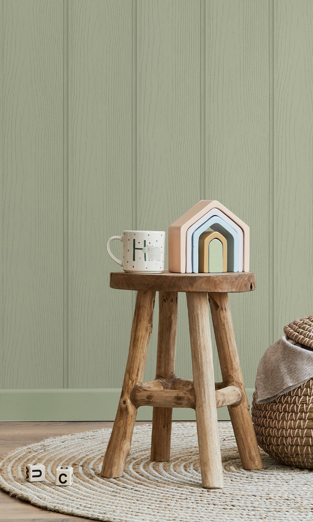 Sage Textured Wood panel Wallpaper R10002