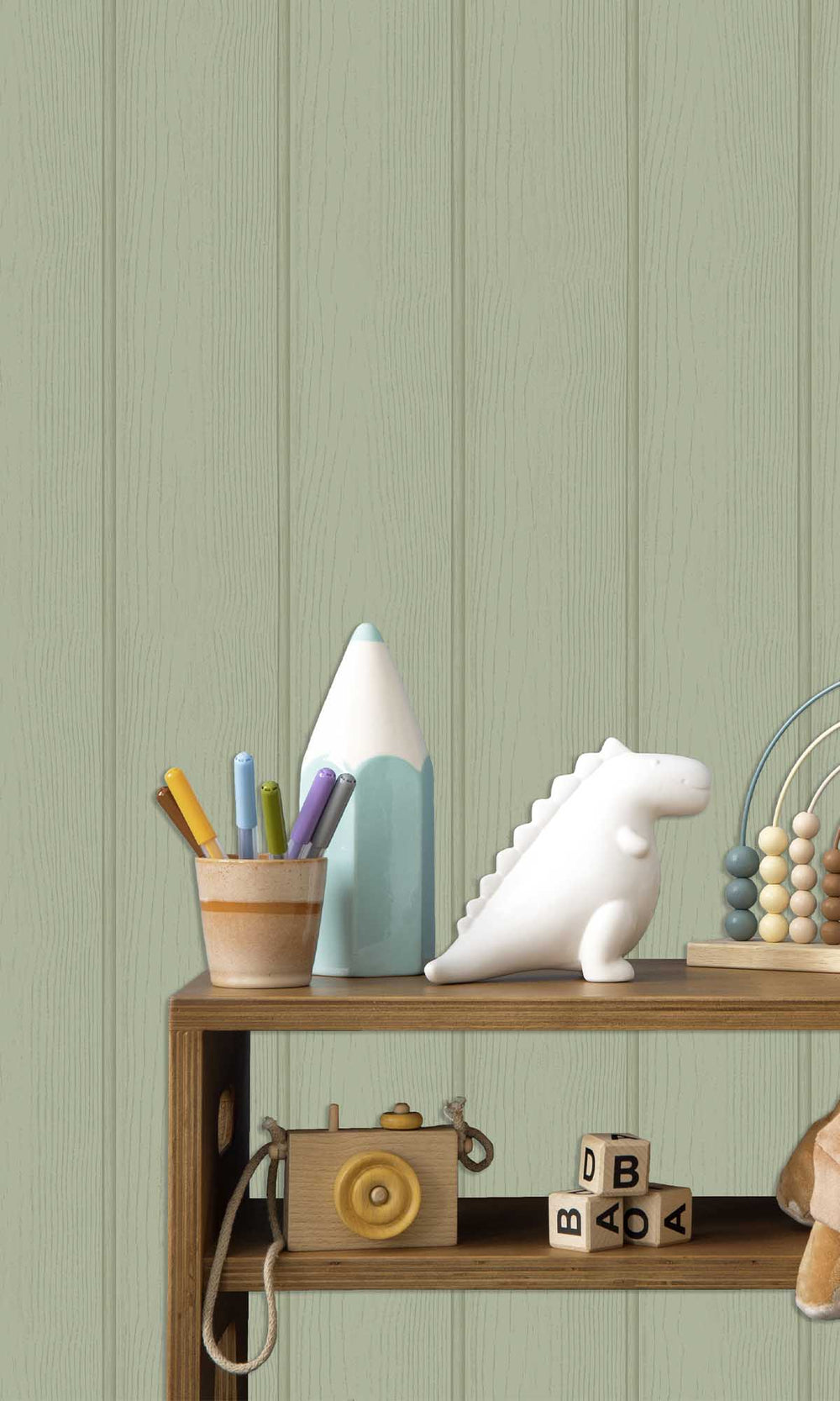 Sage Textured Wood panel Wallpaper R10002