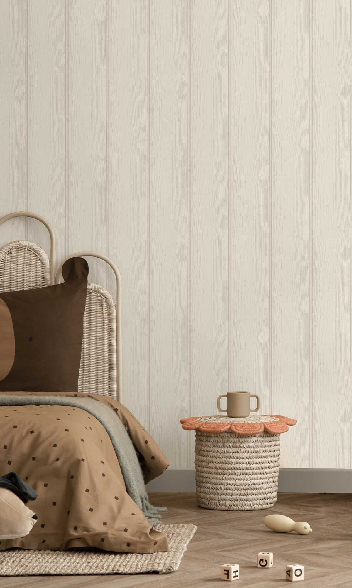 Beige Textured Wood panel Wallpaper R10003