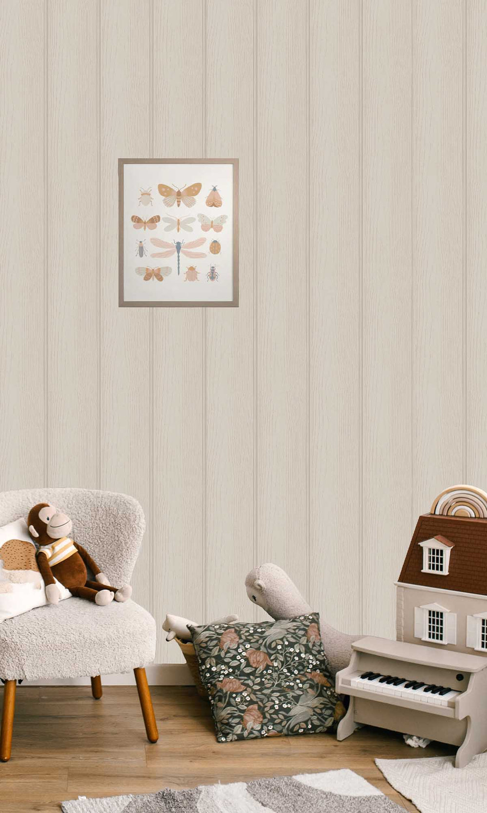 Beige Textured Wood panel Wallpaper R10003