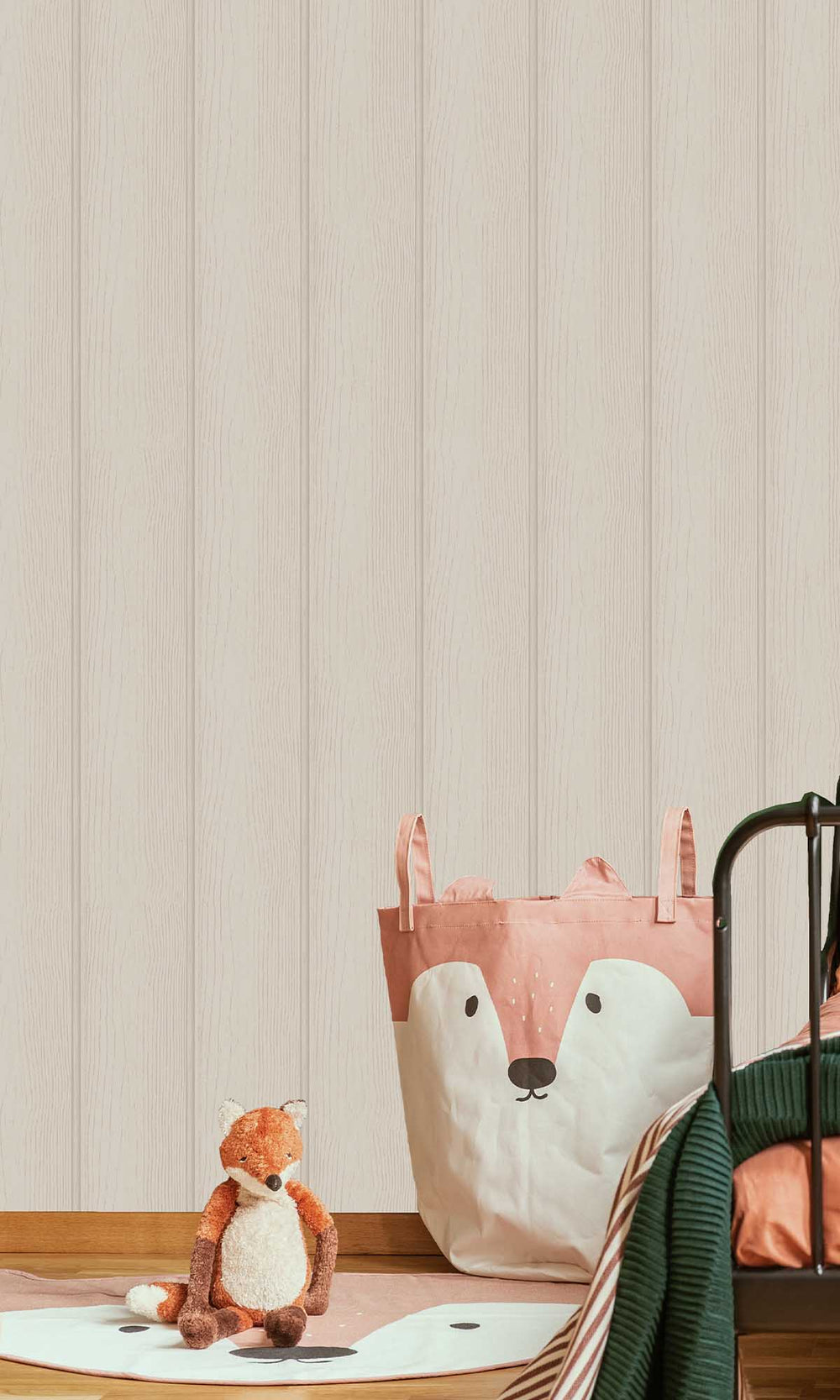 Beige Textured Wood panel Wallpaper R10003