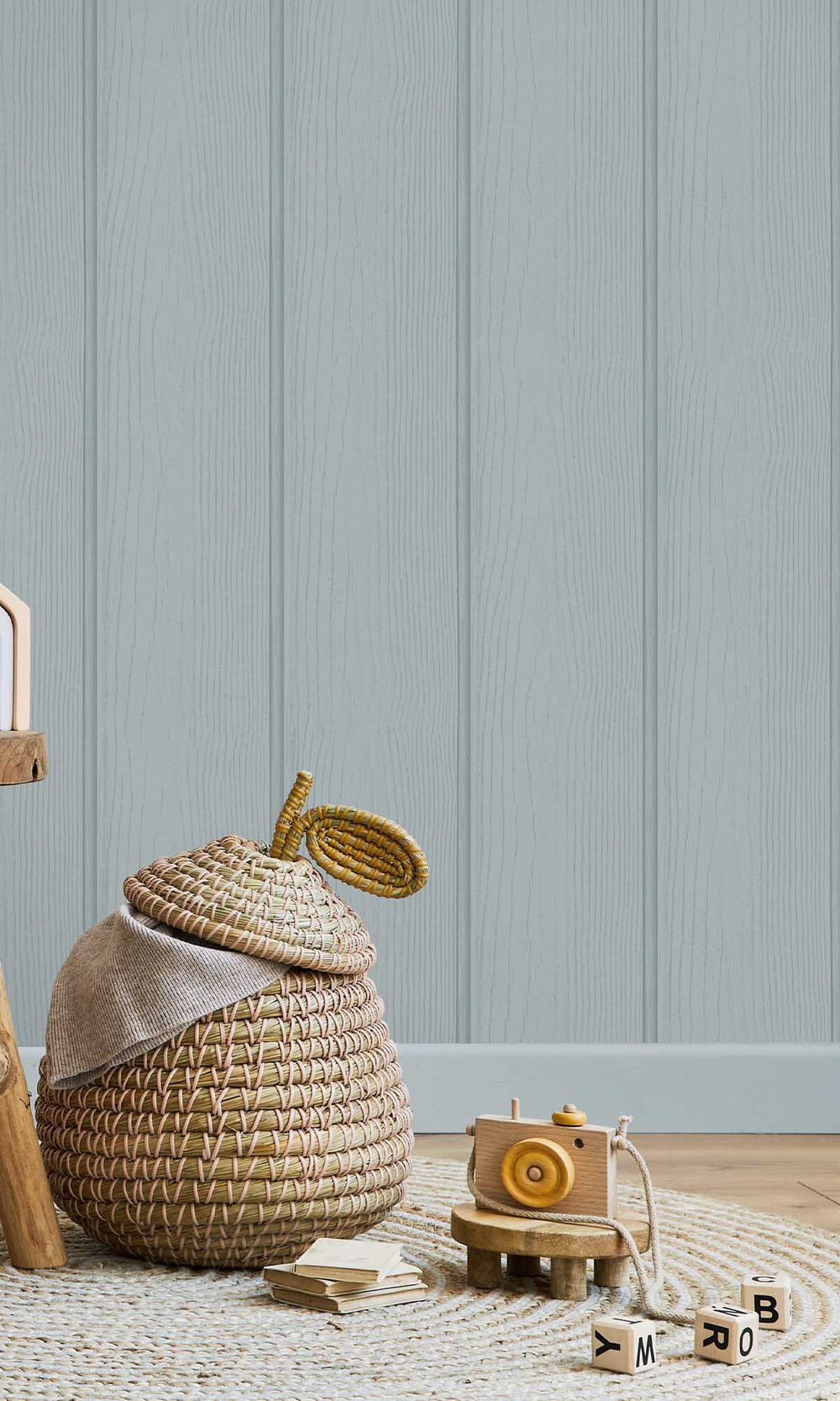 Blue Textured Wood panel Wallpaper R10004