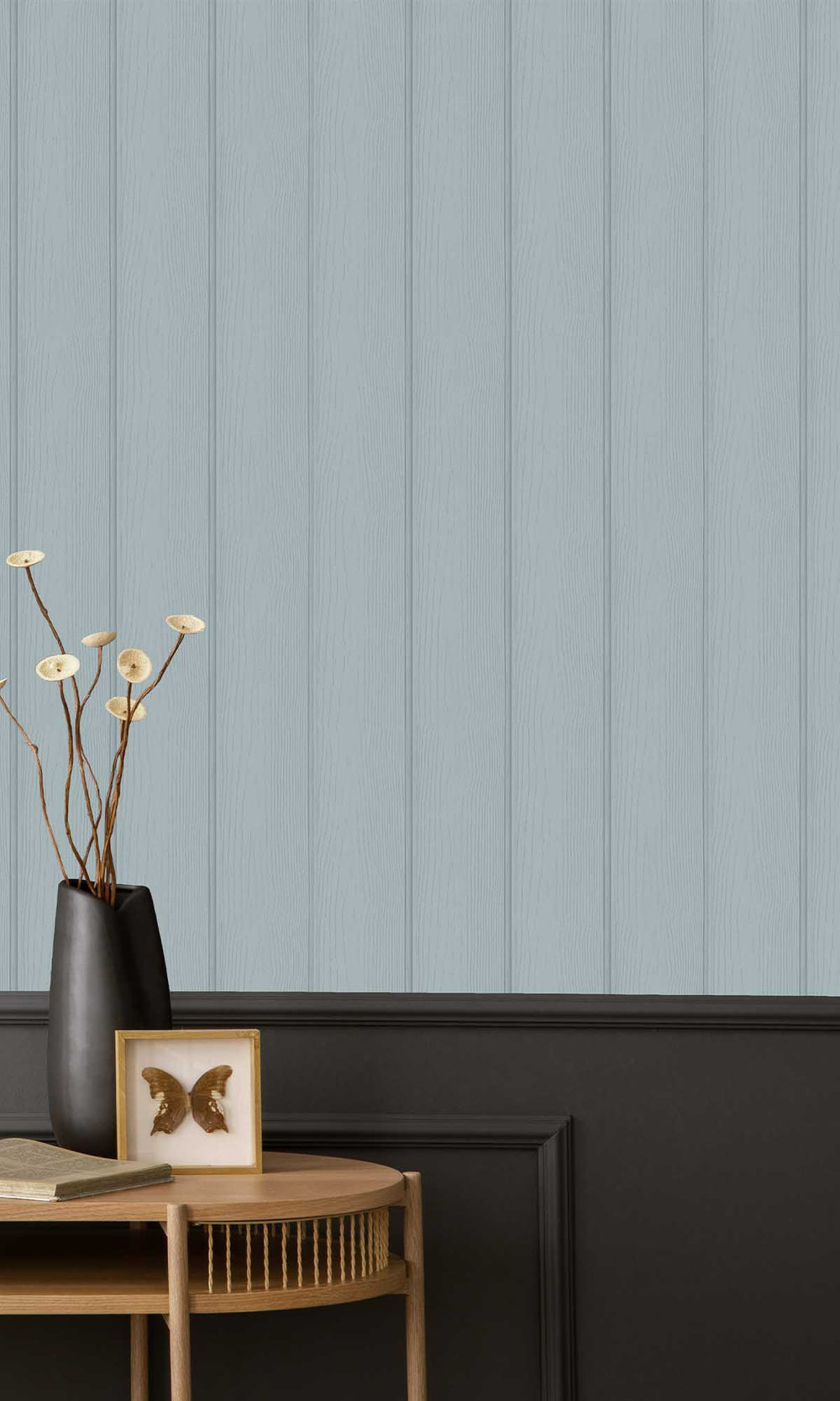 Blue Textured Wood panel Wallpaper R10004