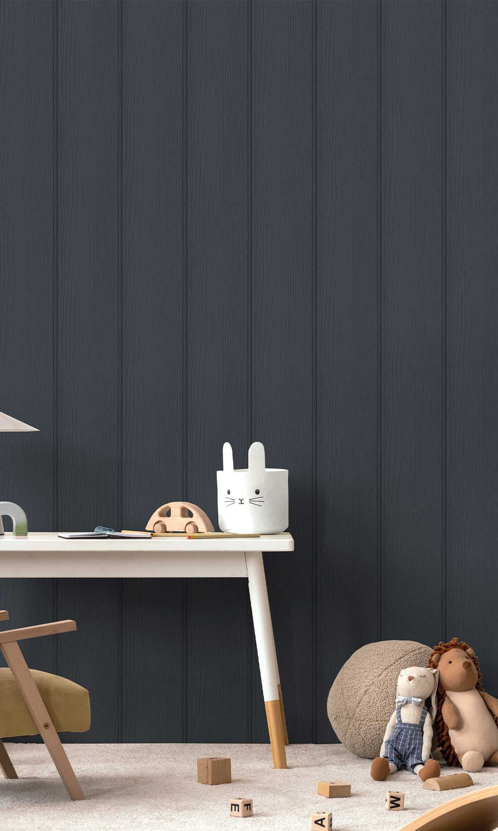 Navy Textured Wood panel Wallpaper R10005