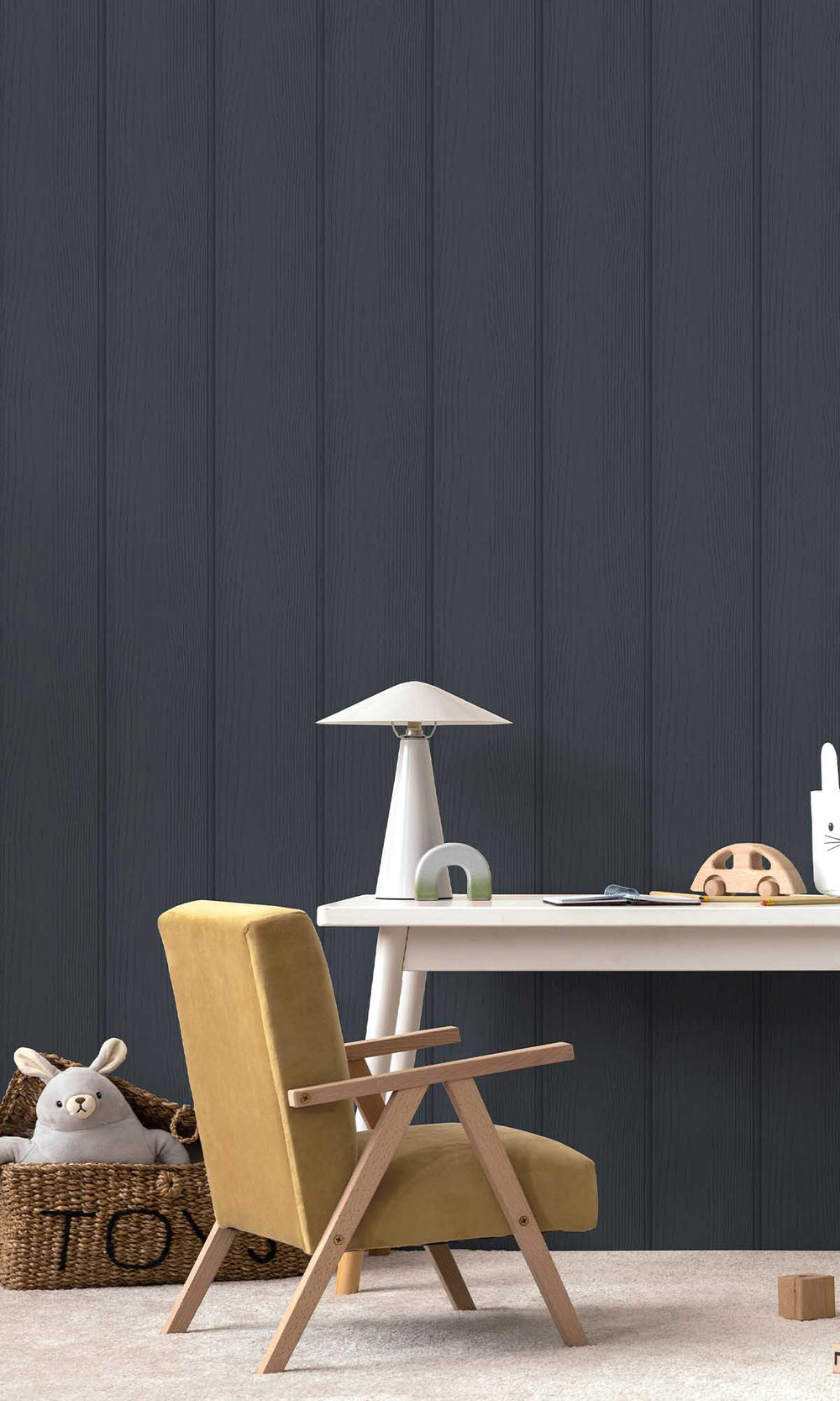 Navy Textured Wood panel Wallpaper R10005