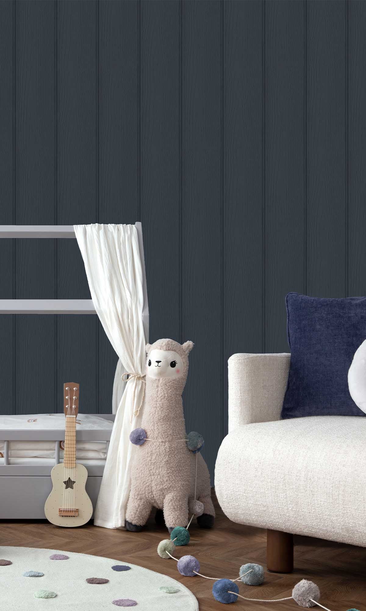 Navy Textured Wood panel Wallpaper R10005