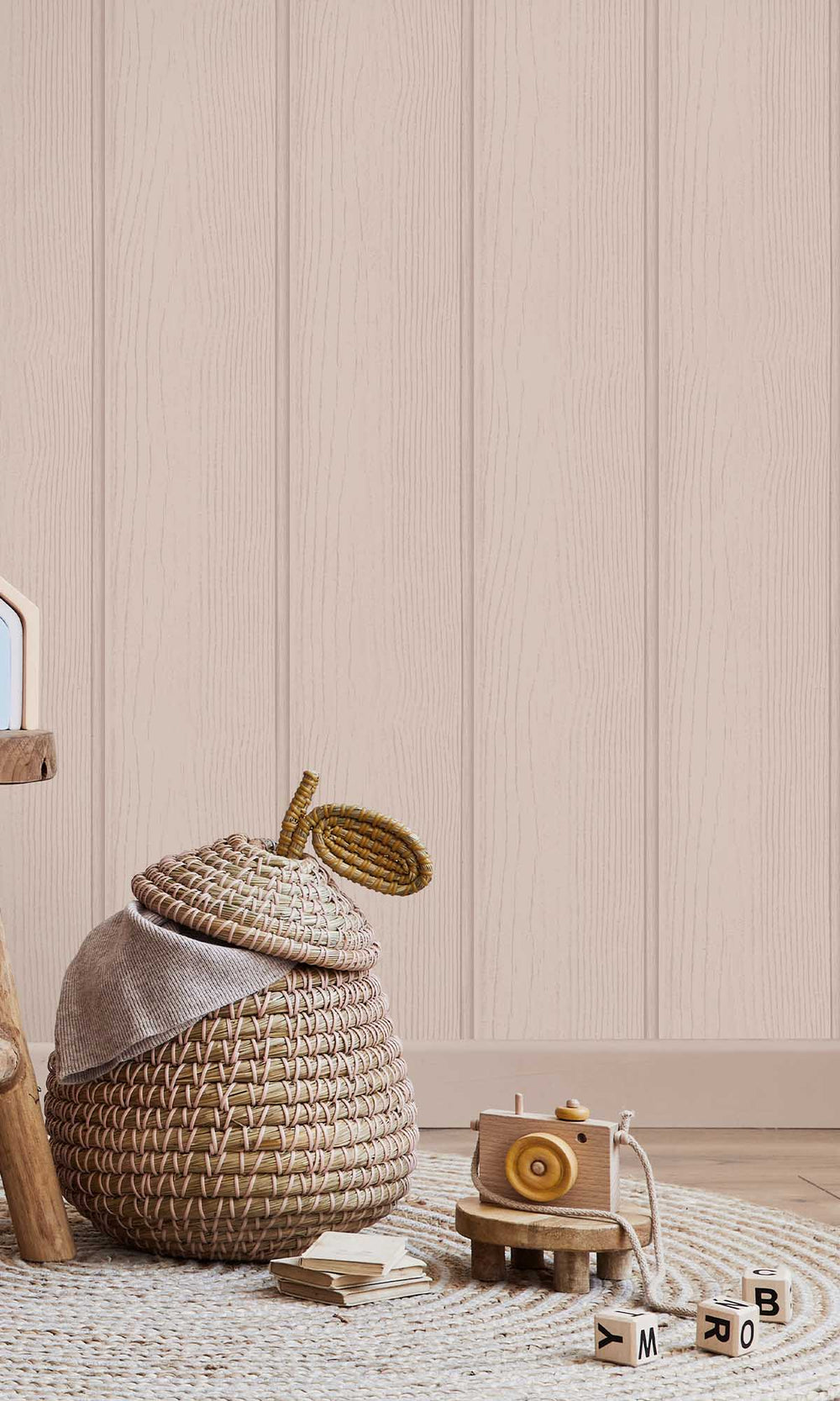 Pink Textured Wood panel Wallpaper R10006