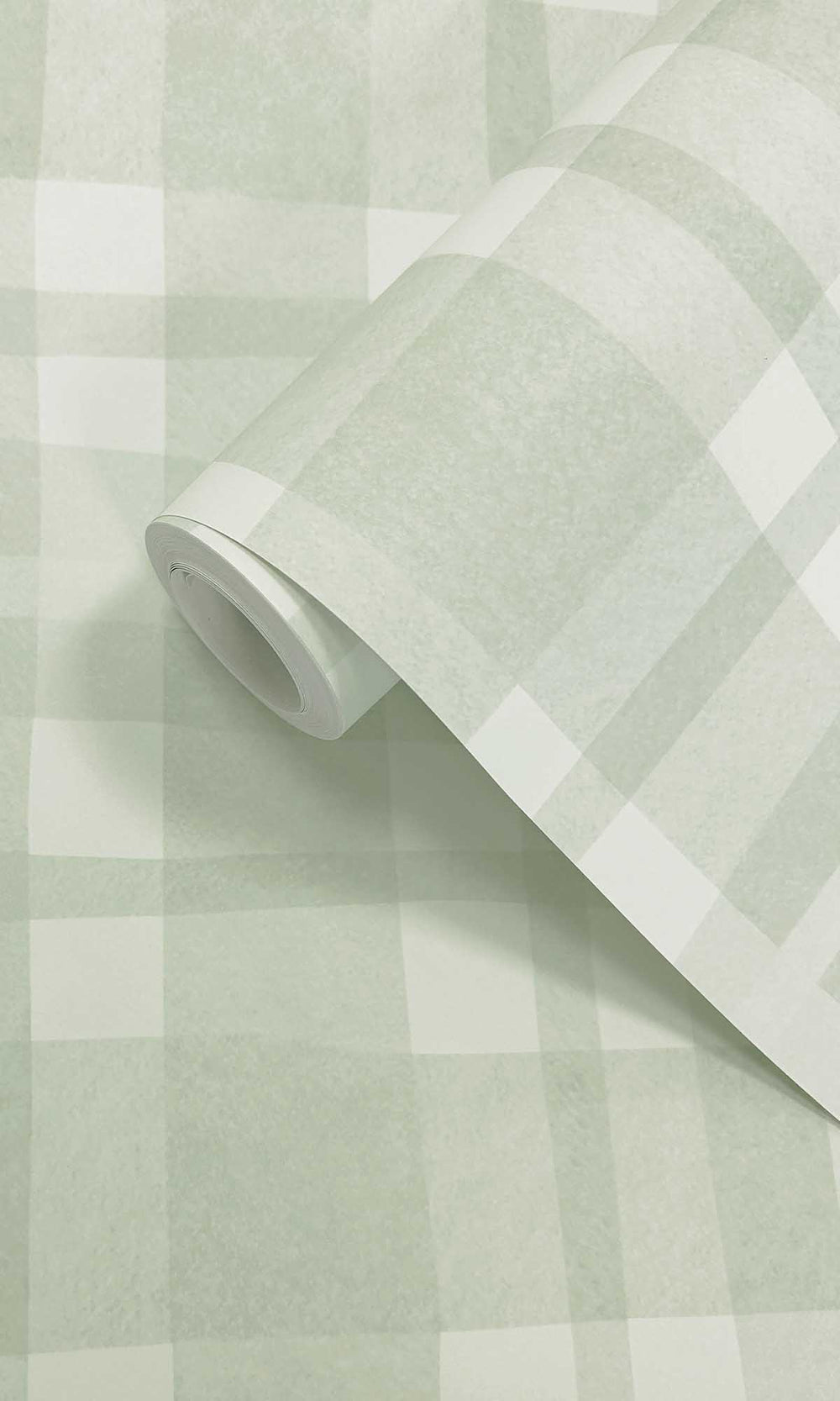 Sage Soft Watercolor Plaid Wallpaper R10007
