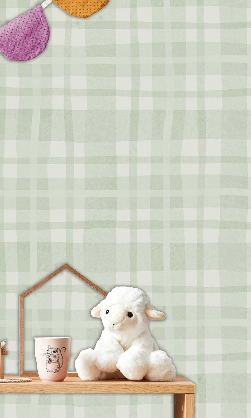 Sage Soft Watercolor Plaid Wallpaper R10007
