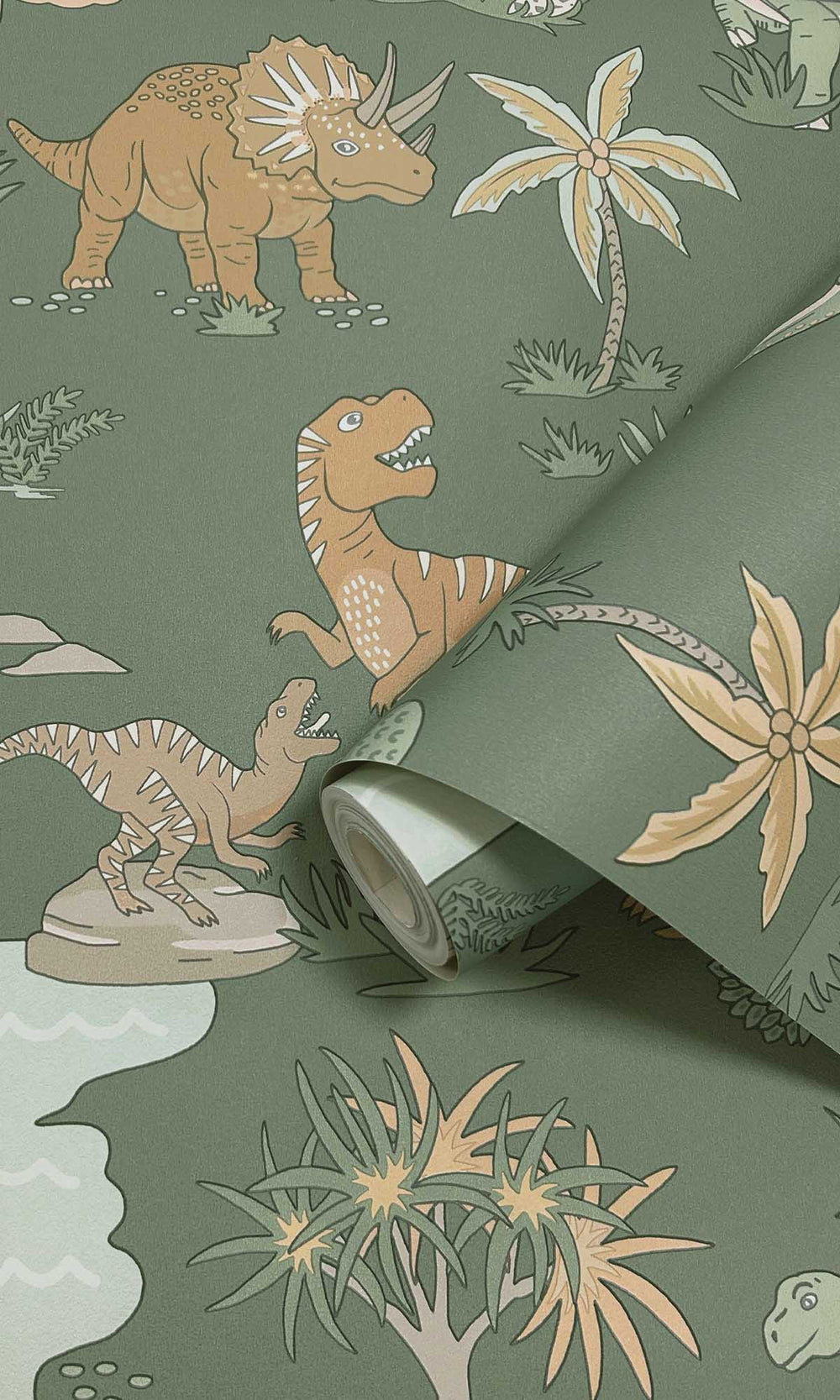 Green Botanical Dinosaurs Wallpaper R10010