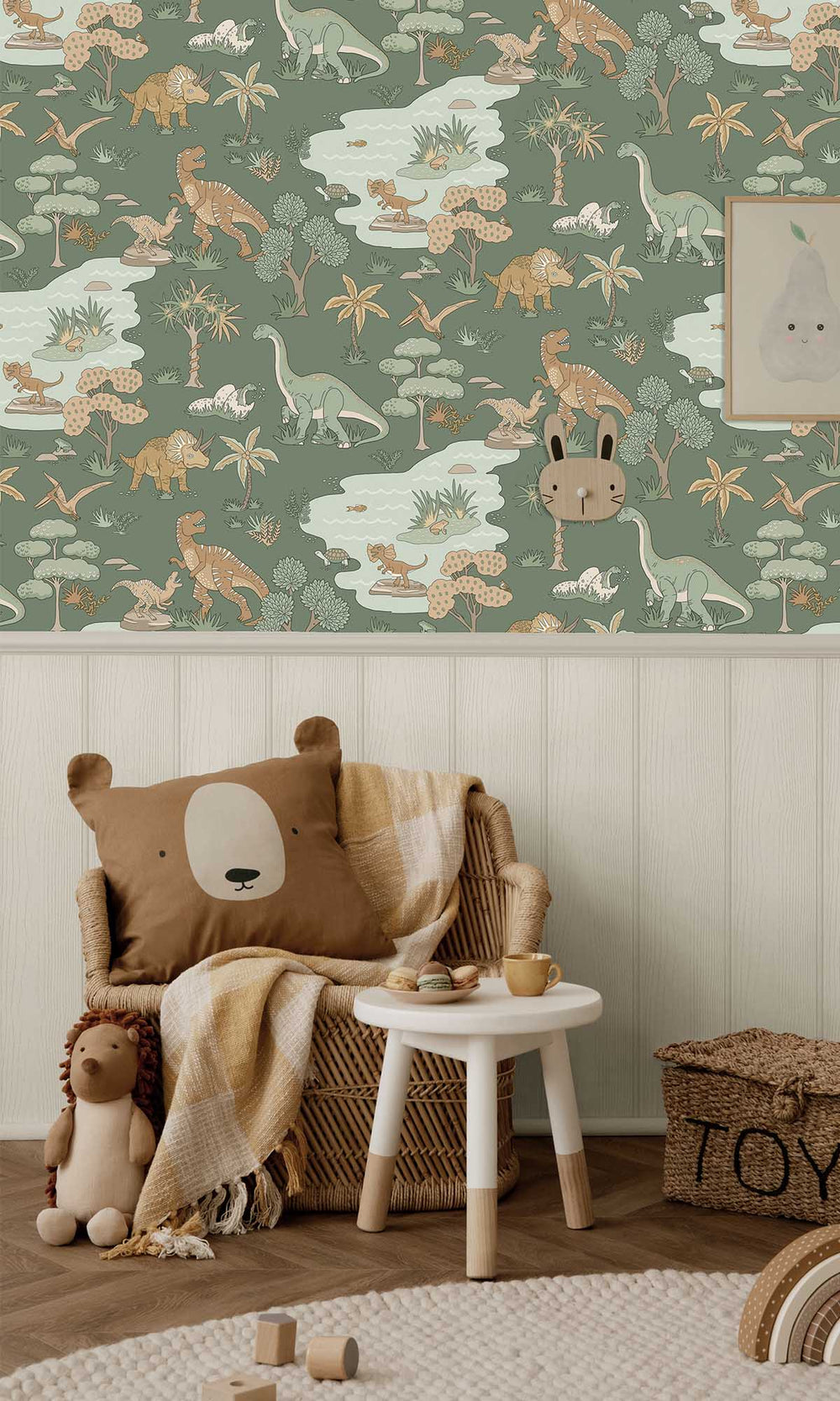 Green Botanical Dinosaurs Wallpaper R10010