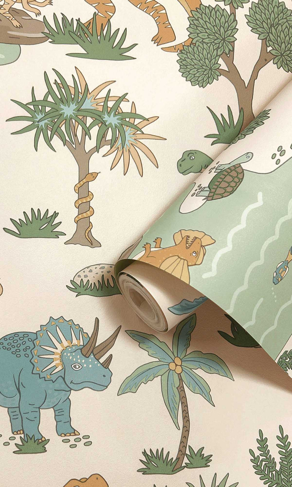 Cream/Multi Botanical Dinosaurs Wallpaper R10012