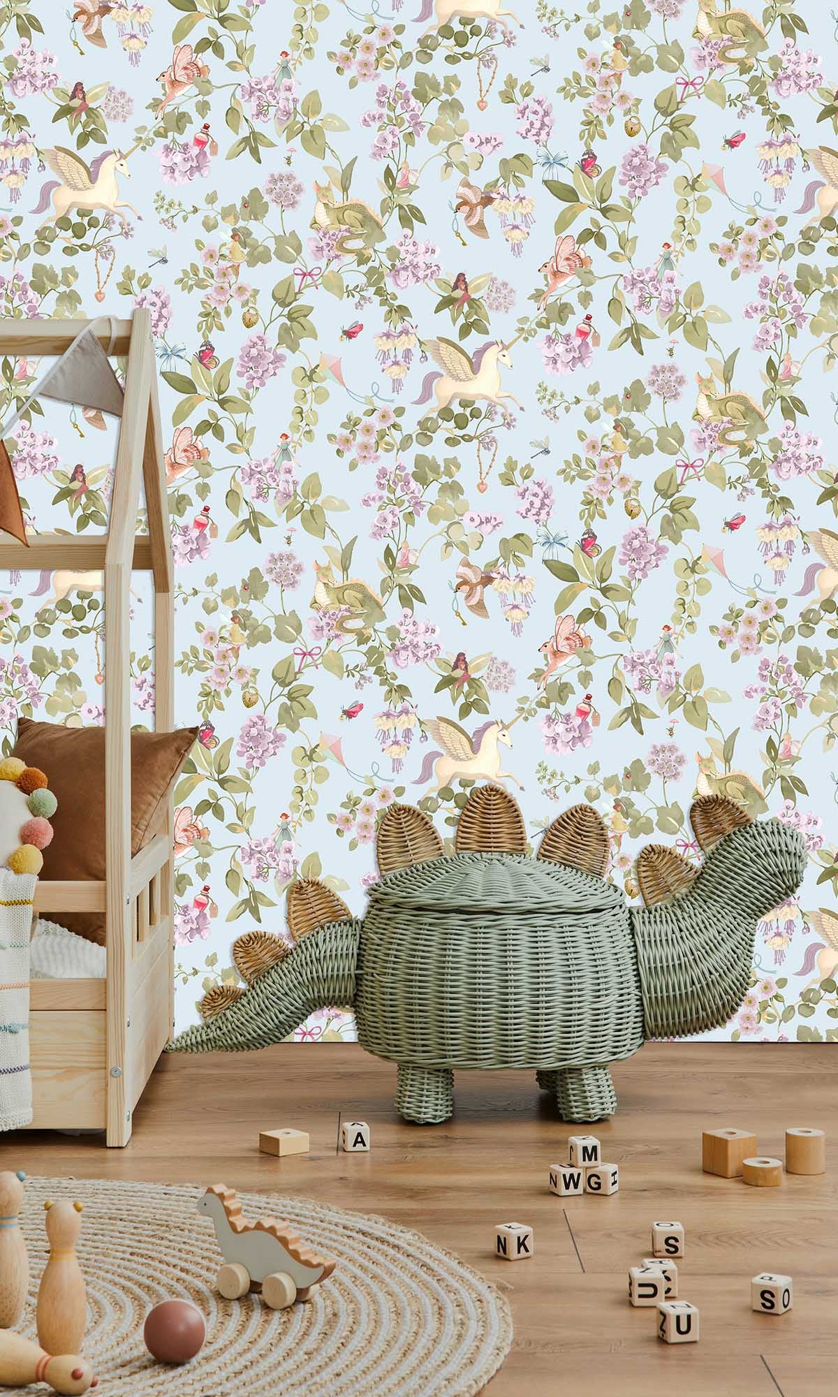 Sky Blue Mystical Garden Wallpaper R10016