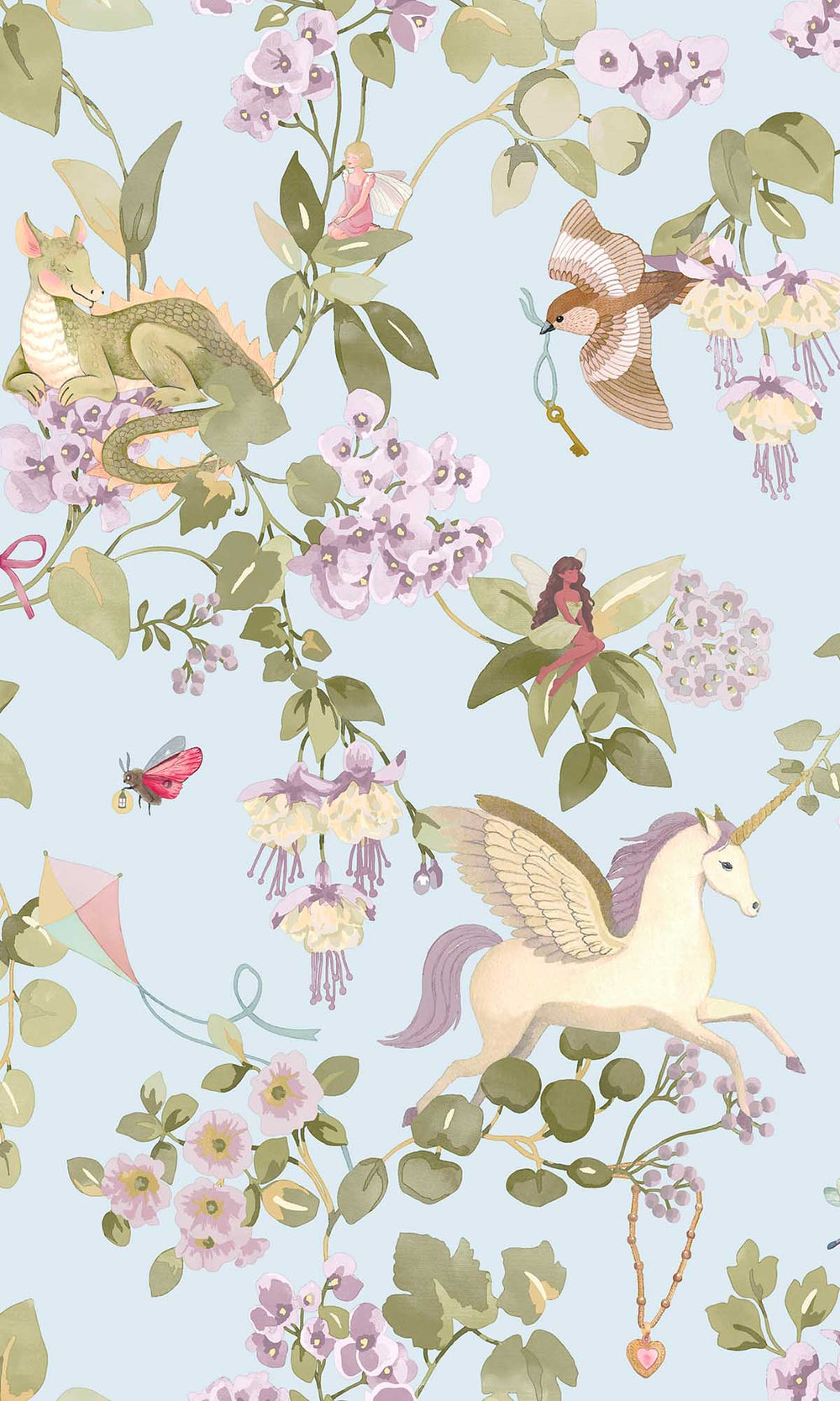 Sky Blue Mystical Garden Wallpaper R10016