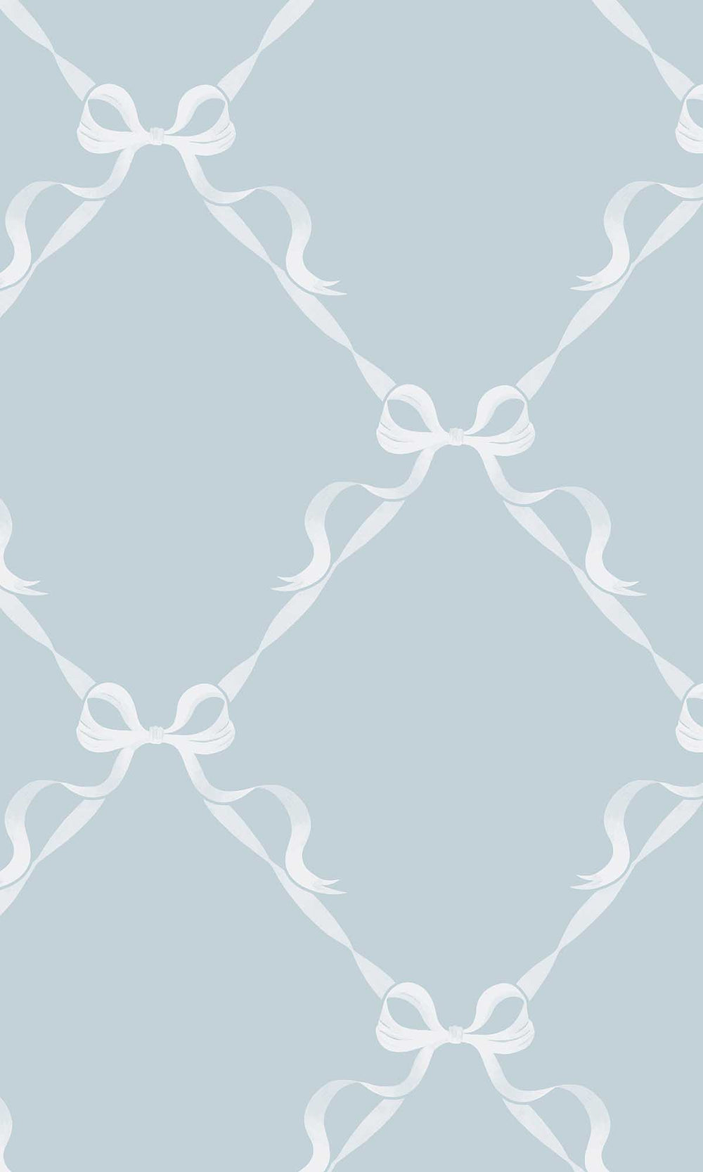 Sky Blue Ribbon Trellis Wallpaper R10017