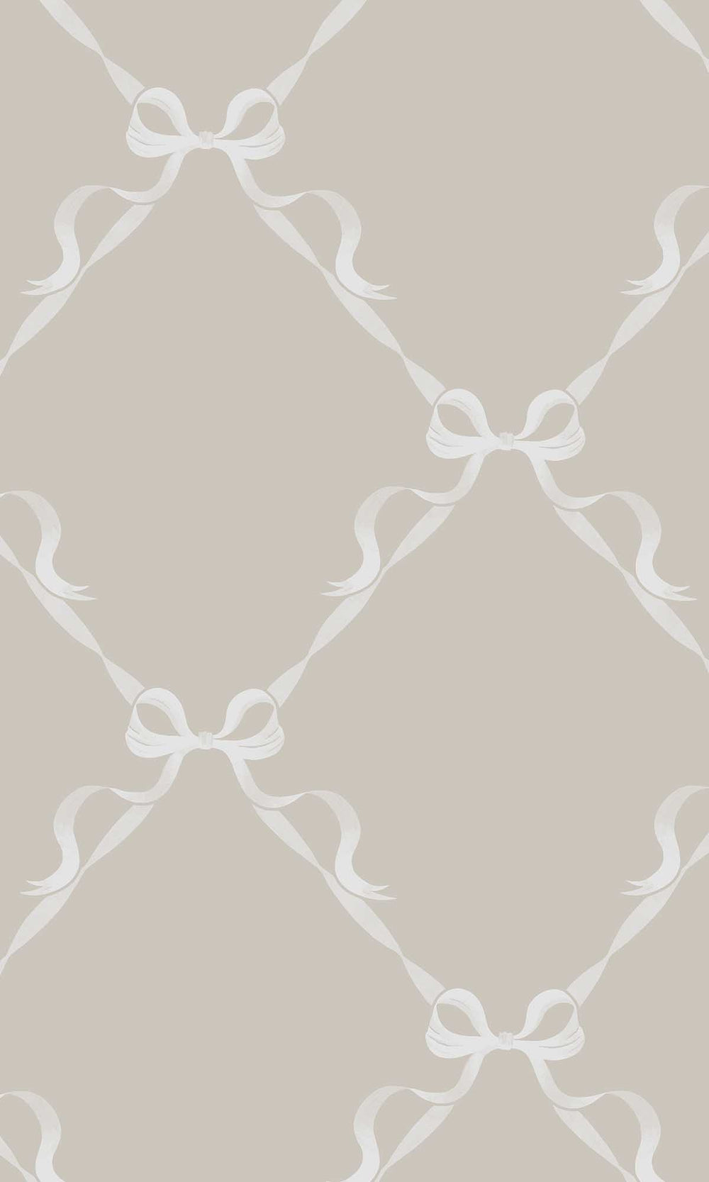 Warm Grey Ribbon Trellis Wallpaper R10018