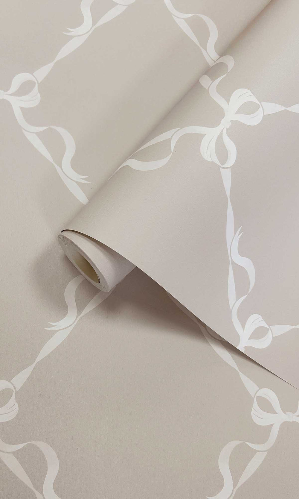 Warm Grey Ribbon Trellis Wallpaper R10018