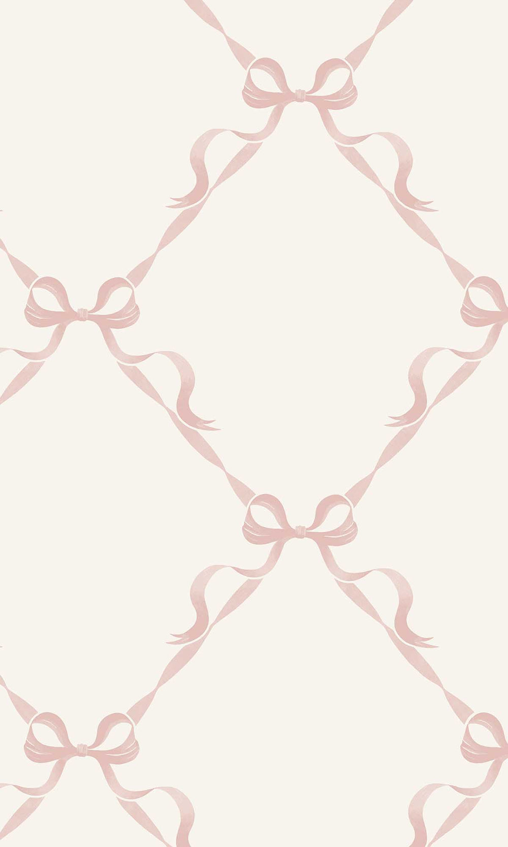 Cream/Pink Ribbon Trellis Wallpaper R10019