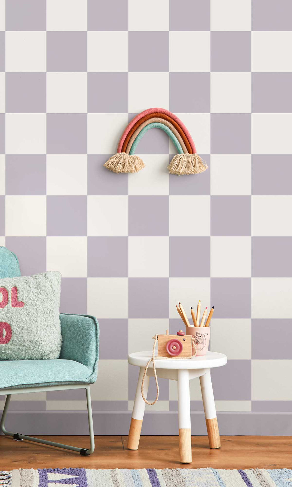 Lilac Checkerboard Print Wallpaper R10021