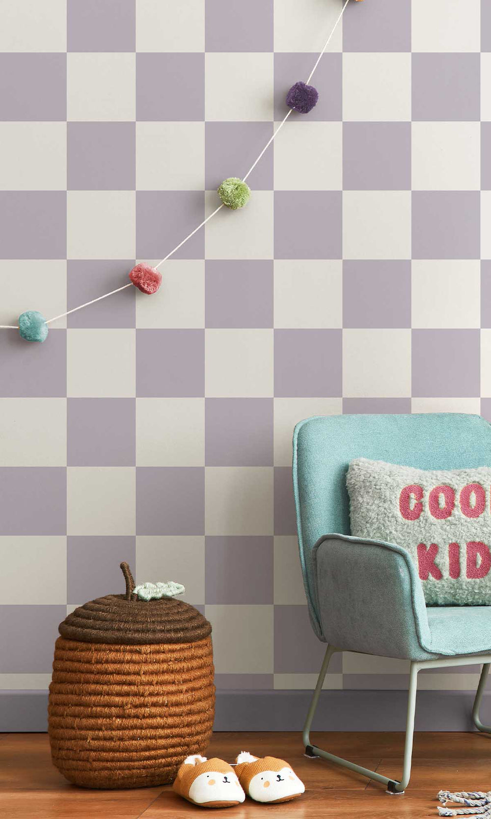 Lilac Checkerboard Print Wallpaper R10021