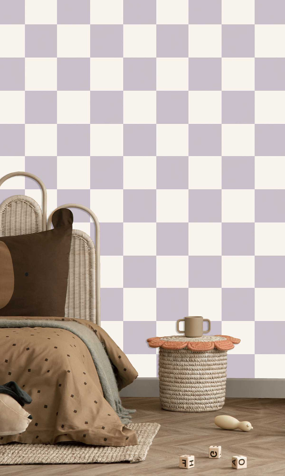 Lilac Checkerboard Print Wallpaper R10021