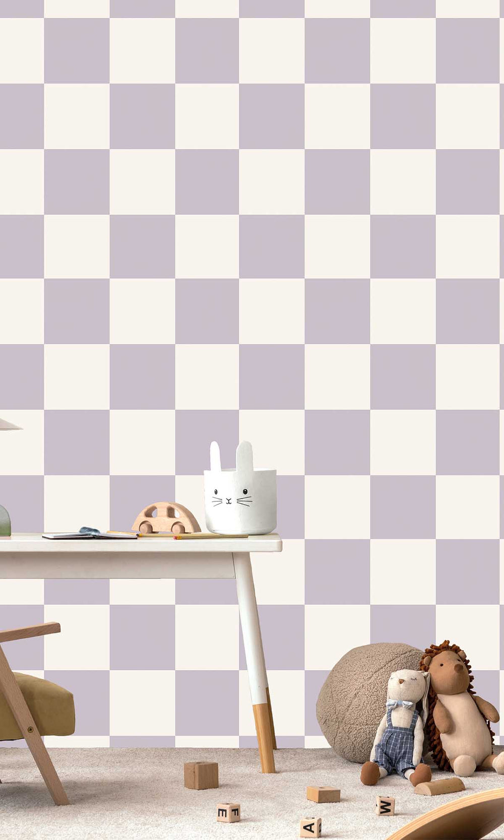 Lilac Checkerboard Print Wallpaper R10021