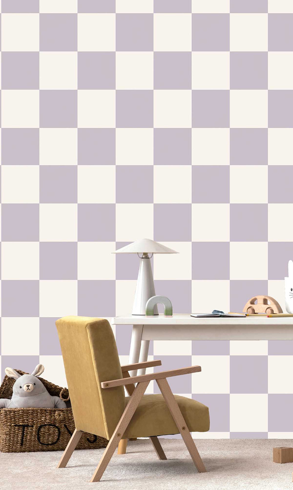 Lilac Checkerboard Print Wallpaper R10021