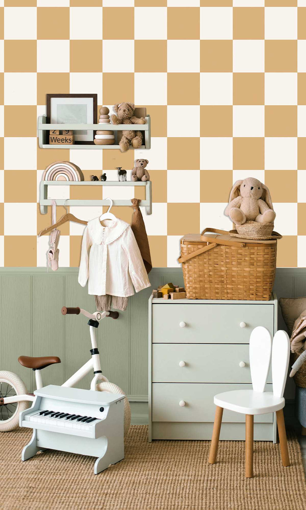 Orange Checkerboard Print Wallpaper R10022