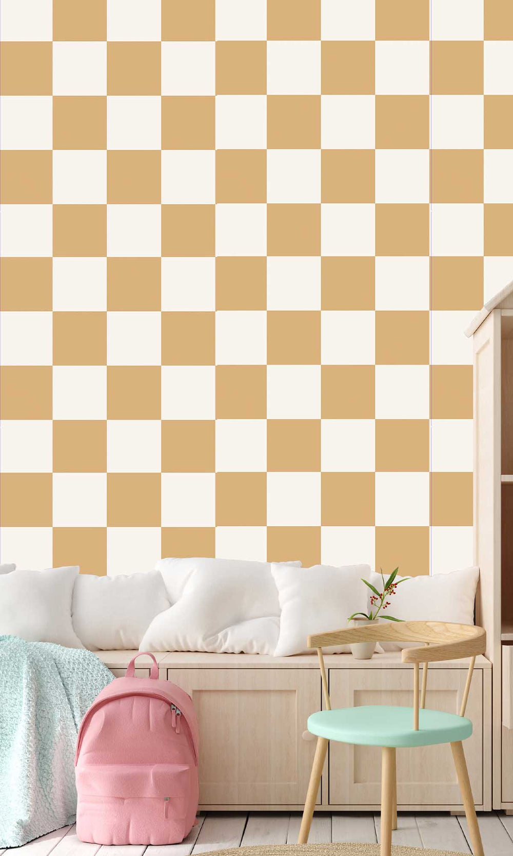Orange Checkerboard Print Wallpaper R10022