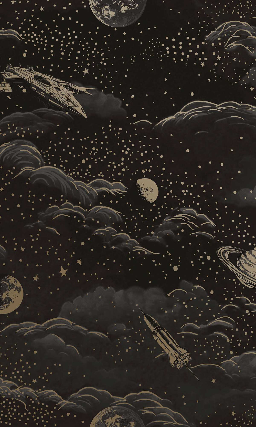 Black/Gold Magical Galaxy Wallpaper R10023