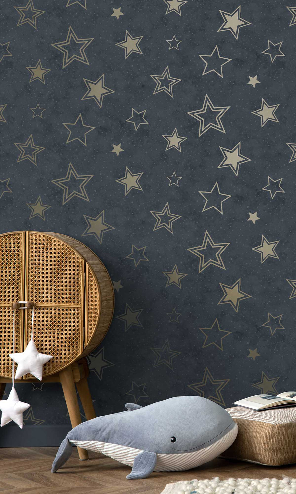 Blue/Gold Enchanting Stars Wallpaper R10026