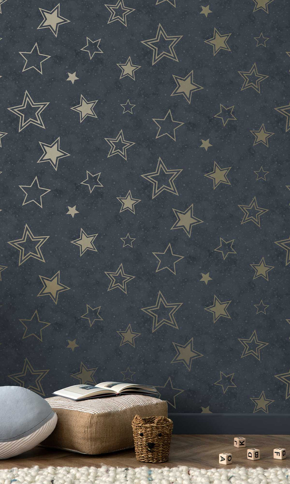 Blue/Gold Enchanting Stars Wallpaper R10026