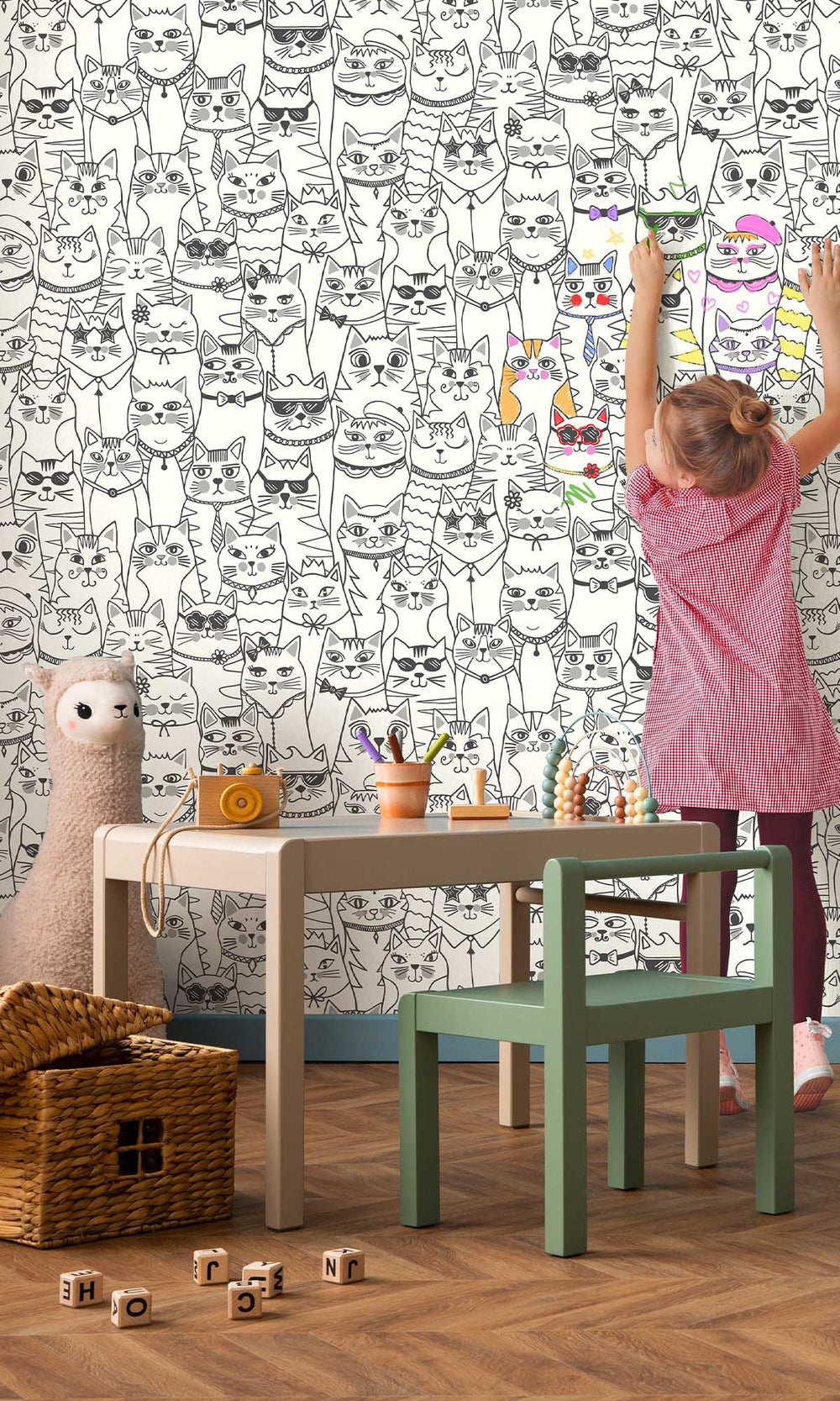 Black/White Cats Allover Wallpaper R10027
